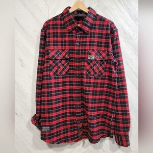 Victory Motorcycles Red and Black Plaid Button-Up Shirt